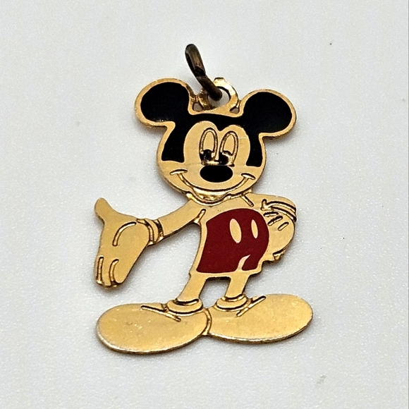 VINTAGE Disney Mickey Mouse Gold Tone Pendant Charm - Picture 2 of 5